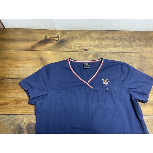 Tokidoki by Koi Women's Scrub Shirt Top Navy Blue W/Pockets Size Medium - Picture 7 of 11